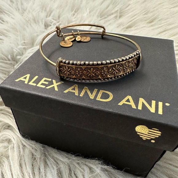 Alex and Ani Jewelry - Alex and Ani gold bangle with bar and flowers